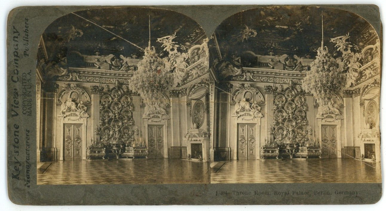 c1890\'s Keystone View Co Stereoview Card 10304 Throne Room Royal Palace Berlin