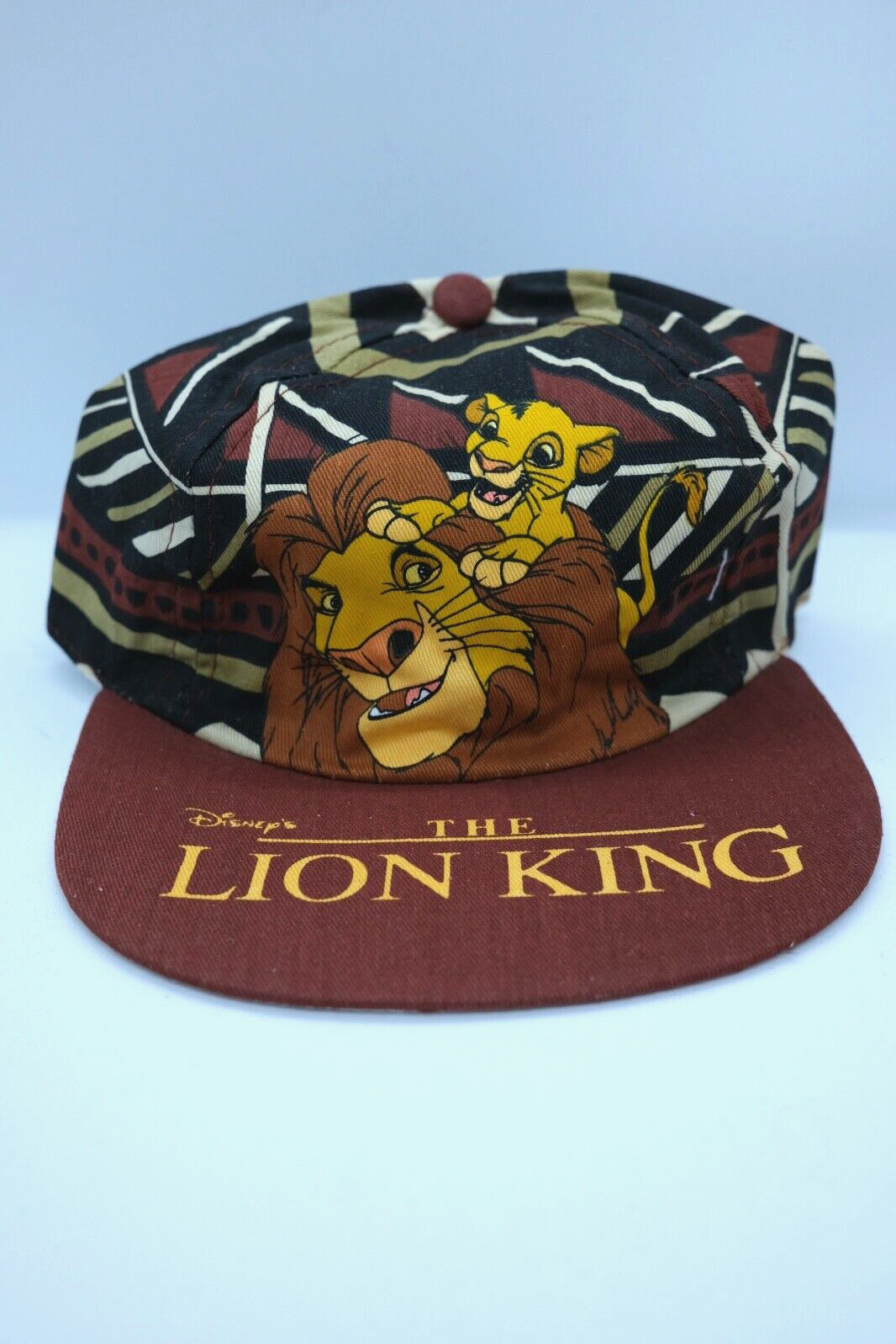 Vintage 90s Disney The Lion King Brown Pattern Kids Hat Ages 3-6