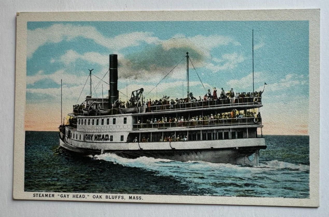 ca 1910s MA Postcard Oak Bluffs Martha's Vineyard Steamer Gay Head steamship