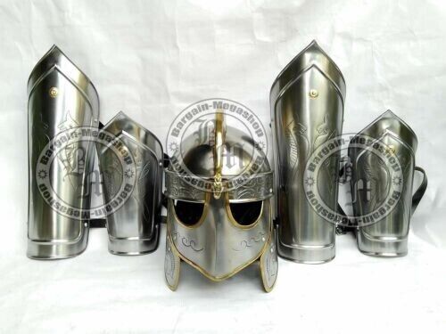 Buy Medieval Iron Steel Helmet +Arm Guards +Leg Guards Set HALLOWEEN Leg Armor