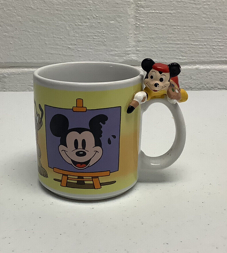 Vintage 1980s Disney Muggamals Mug Mickey Donald Pluto Painting