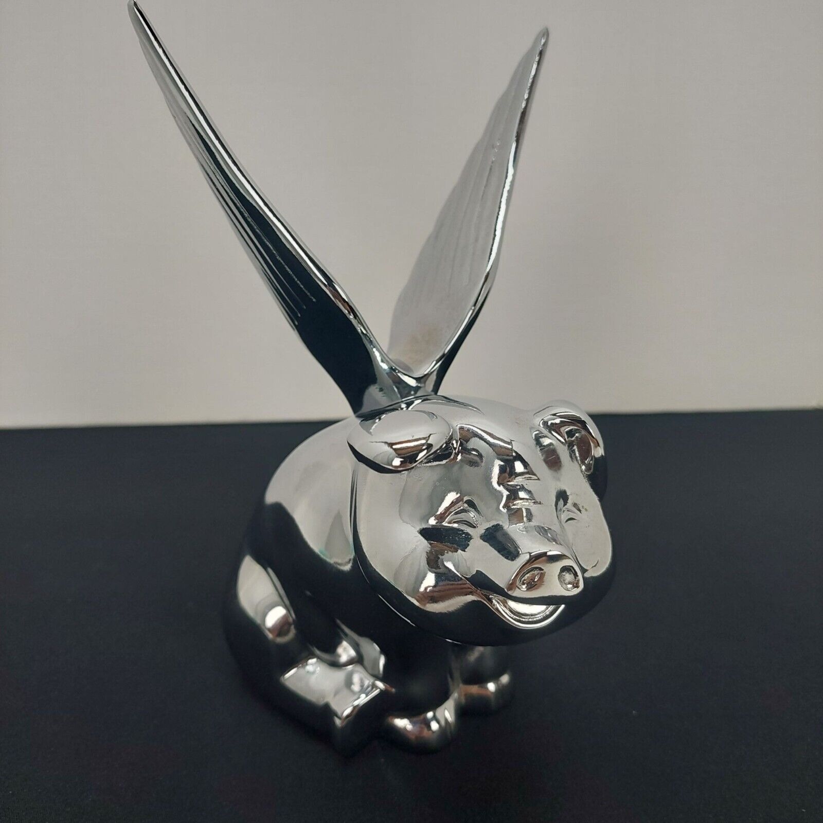 Flying Pig Chrome Plated Metal Hood Ornament Figurine Car Rat Rod Chopper 7\