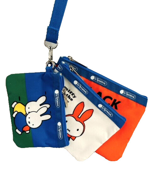 (Set of 3) New Miffy Colors Lesportsac Triple Pouch Wallet ID Coin Card Case
