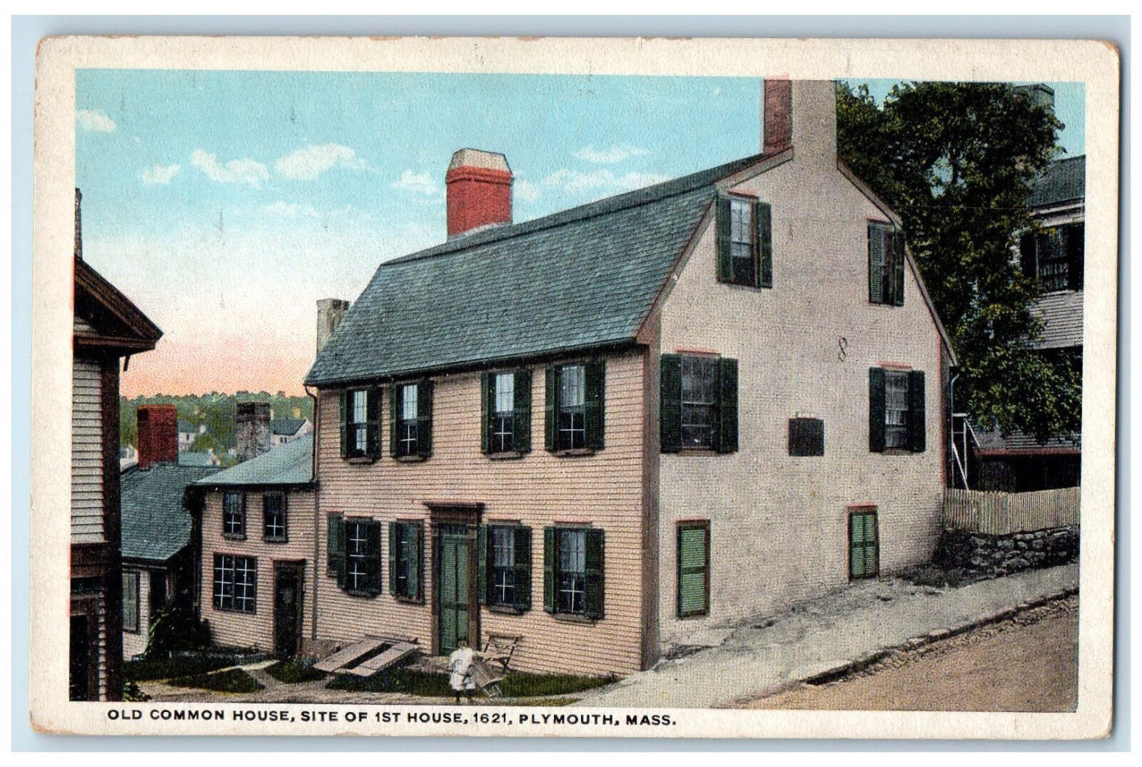 c1930\'s Old Common House Site of 1st House Plymouth Massachusetts MA Postcard
