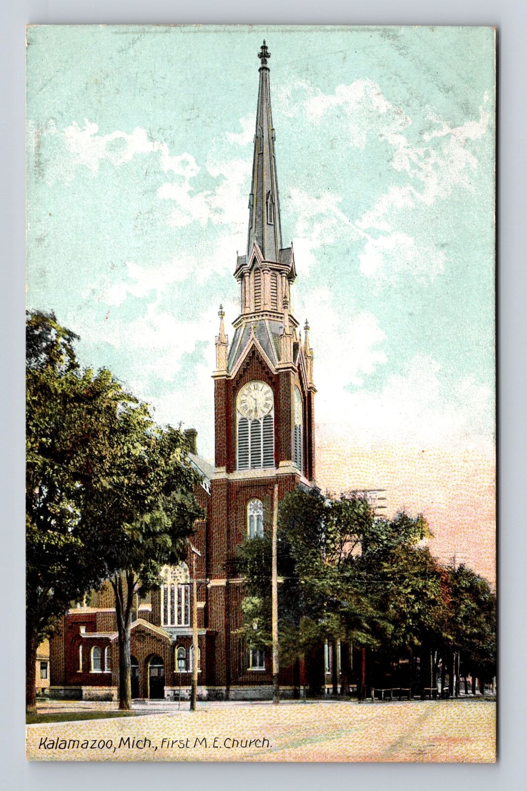 Kalamazoo MI-Michigan, M.E. Church, Antique Vintage Souvenir Postcard