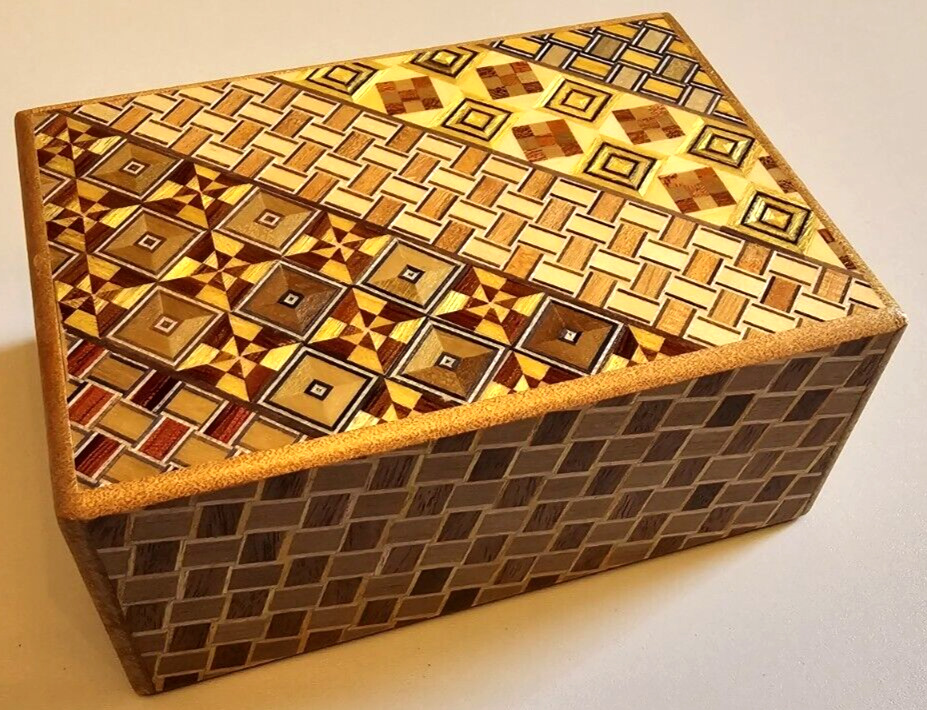 12 Steps Yosegi Kuzushi Japanese Puzzle Box w Box & Instructions READ Descriptn.