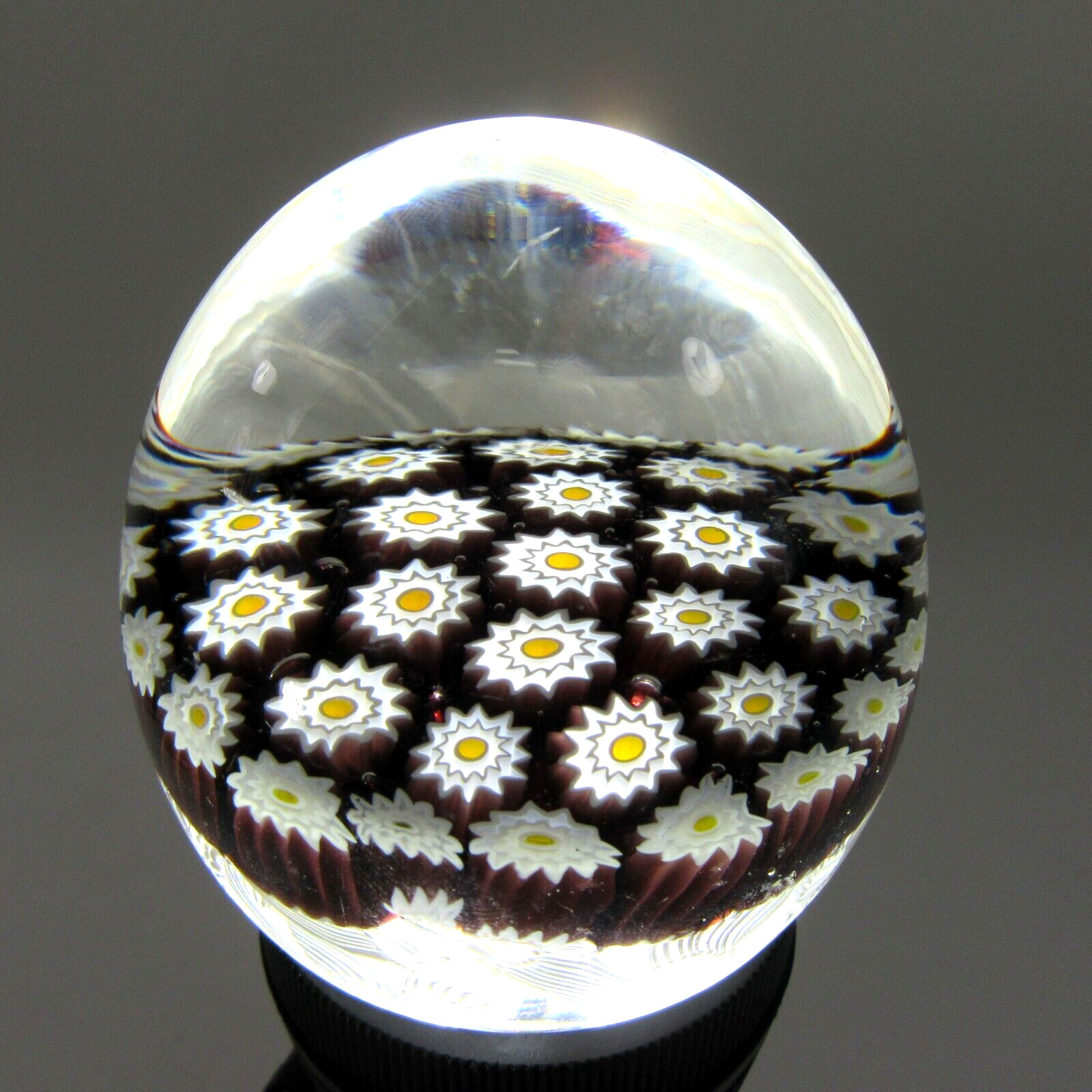 Vintage Murano Glass Italy Millefiori Star Flowers Art Italian Glass Paperweight