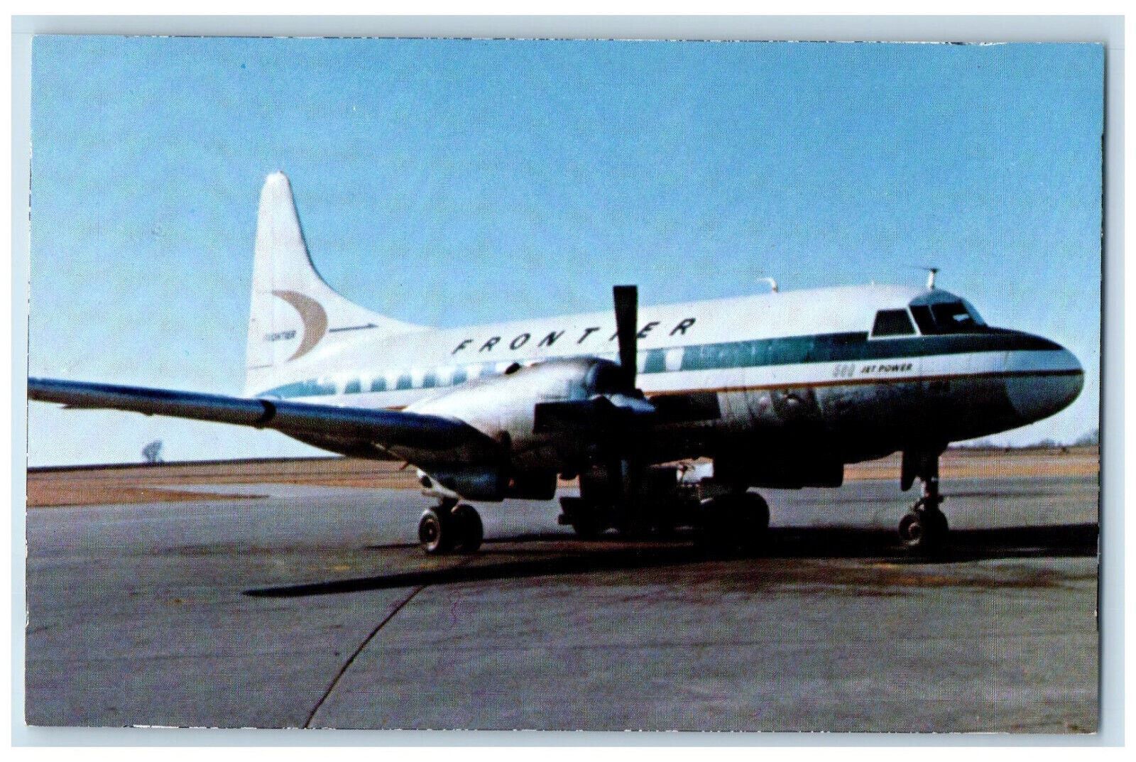 c1960\'s Frontier Airlines Convair 580 Airplane Vintage Unposted Postcard