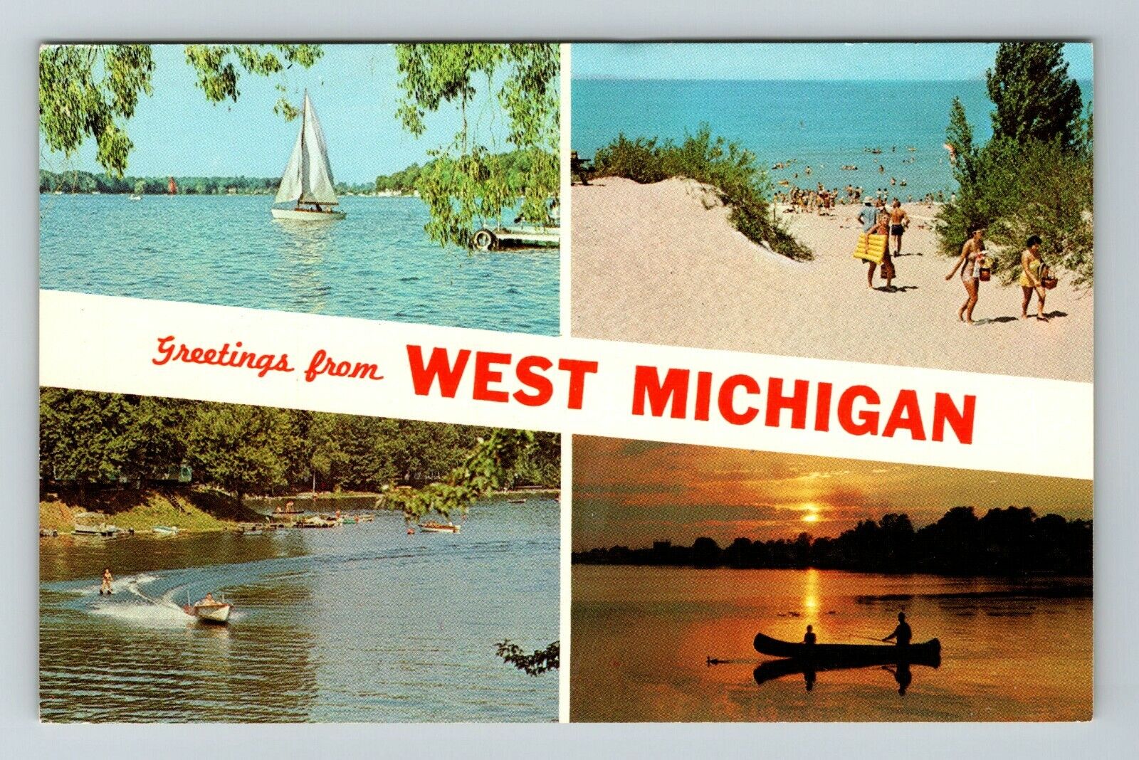 West MI-Michigan, Banner Greetings  Vintage Souvenir Postcard