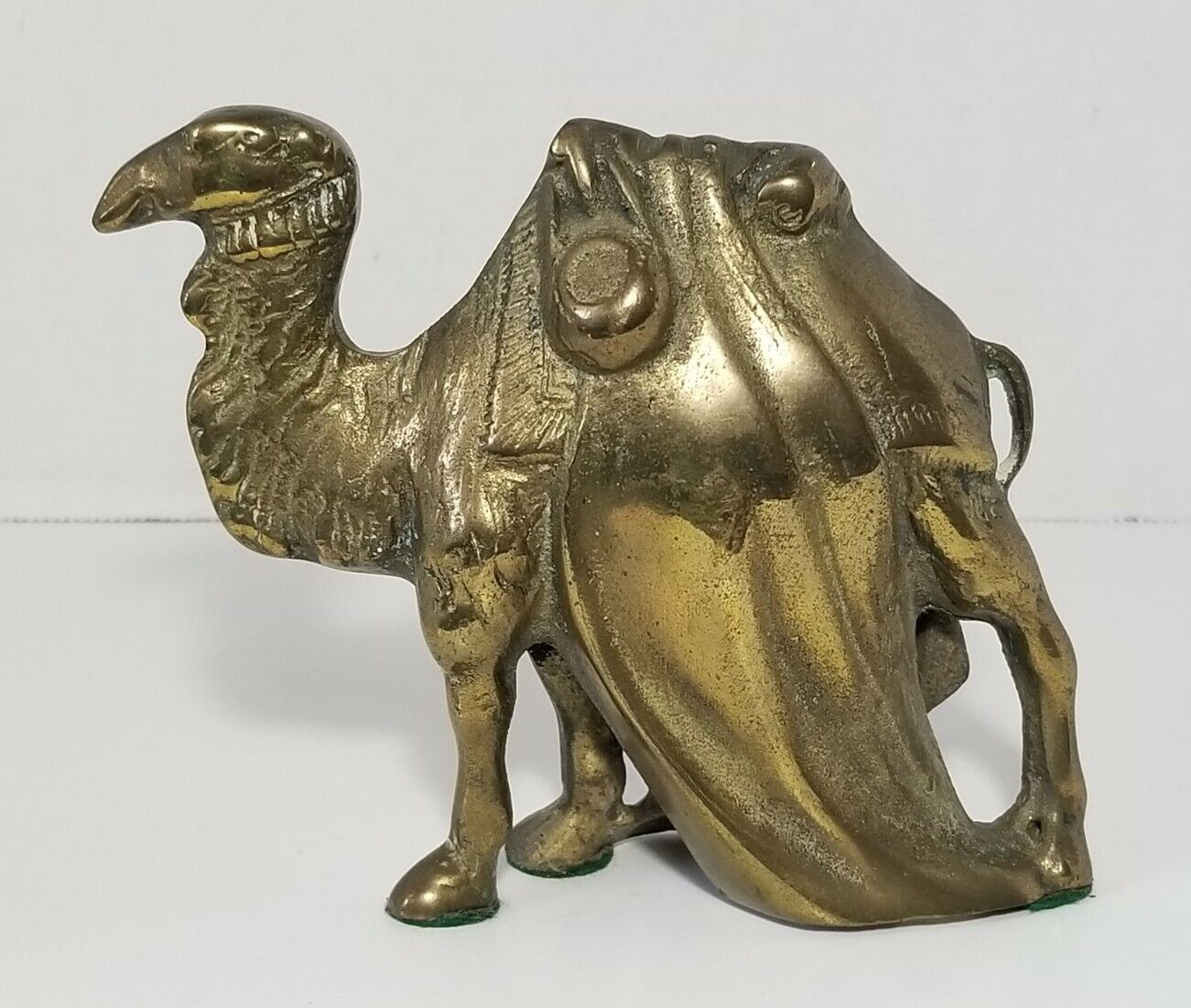 Vintage Brass Camel Figurine W/Blanket Saddle Decor Figure Statue