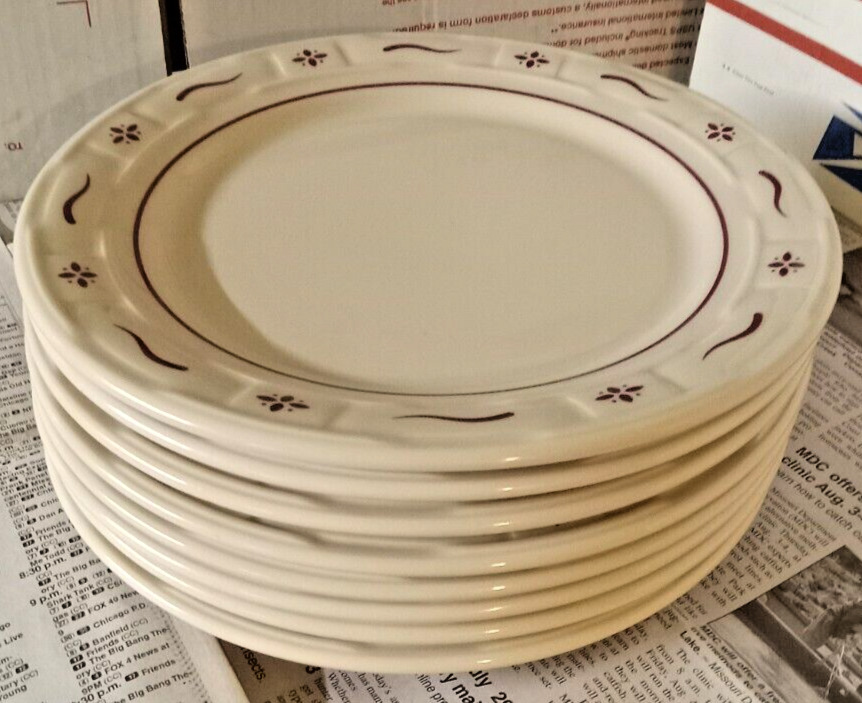 Longaberger Pottery Dinner Plate Woven Traditions RED  10