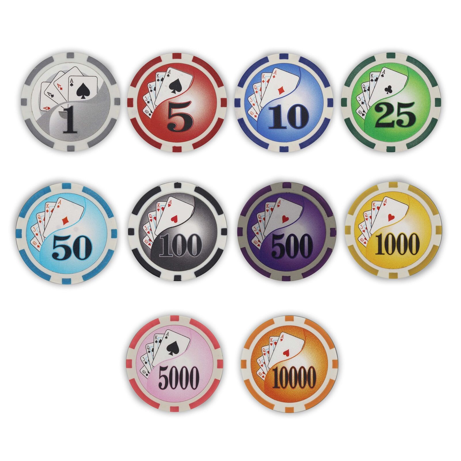 Bulk 800 Yin Yang Poker Chips 11.5 Gram 8 Stripe - Pick Your Denominations