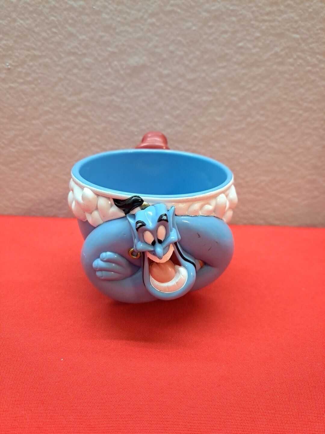 Vintage Aladdin Genie Blue Plastic Robin Williams Mug Cup Applause Disney 1990s