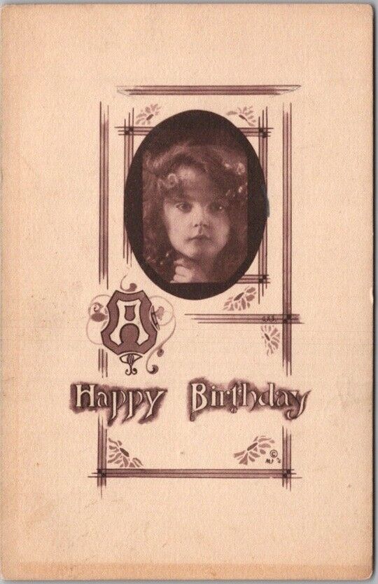Vintage HAPPY BIRTHDAY Greetings Postcard Pretty Girl's Face / Majestic Pub.