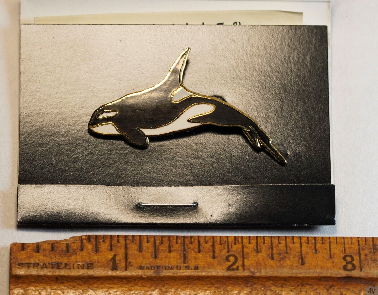 Vintage Wm Spear Orca Killer Whale Lapel Pin In Original Packaging Mint