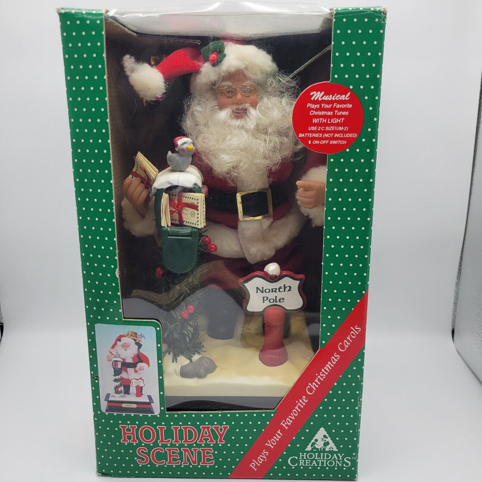 1993 Holiday Creations Santa Claus Lighted North Pole Vintage Christmas Decor 