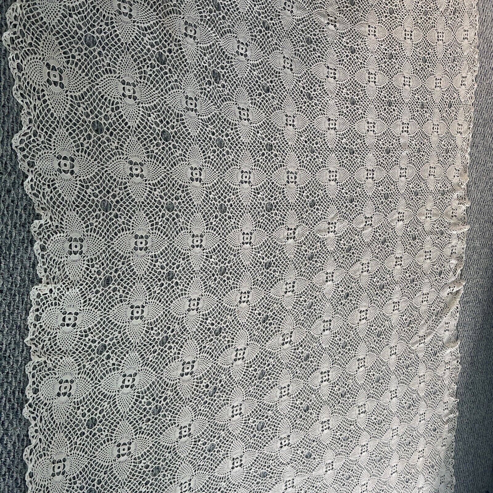 Vintage Hand Crocheted Bedspread 110” X 77” From 1920’s / 1930’s