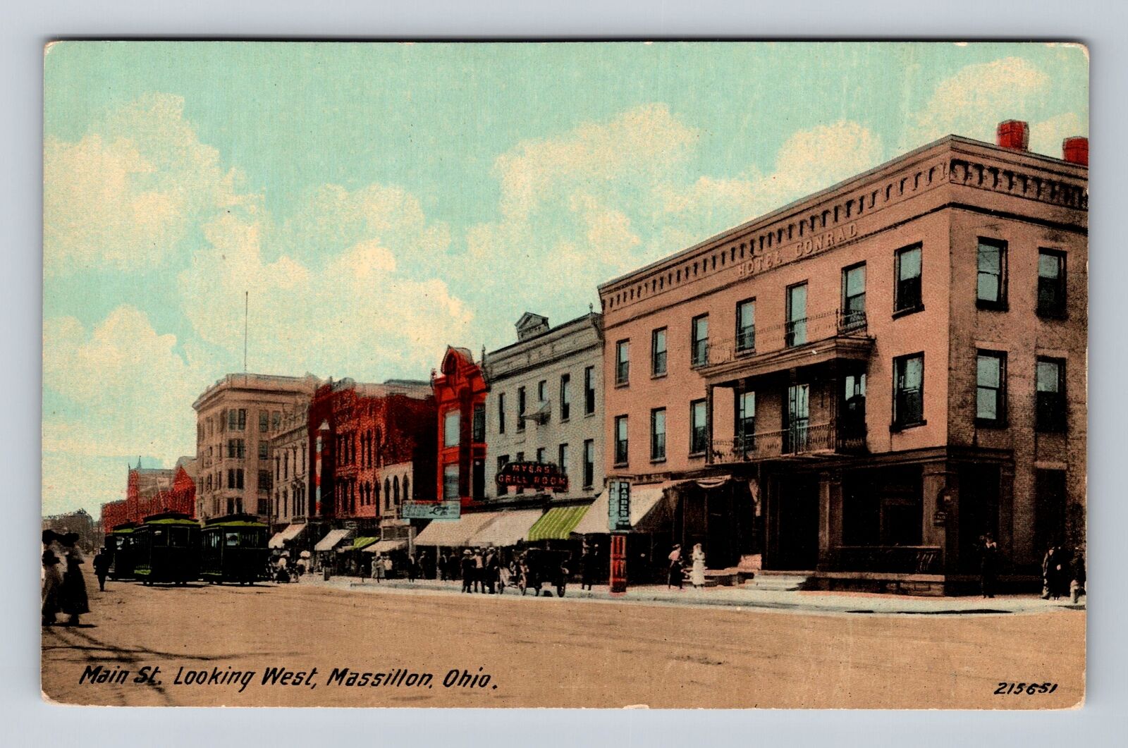 Massillon OH-Ohio, Main Street Looking West Business Area, Vintage Postcard