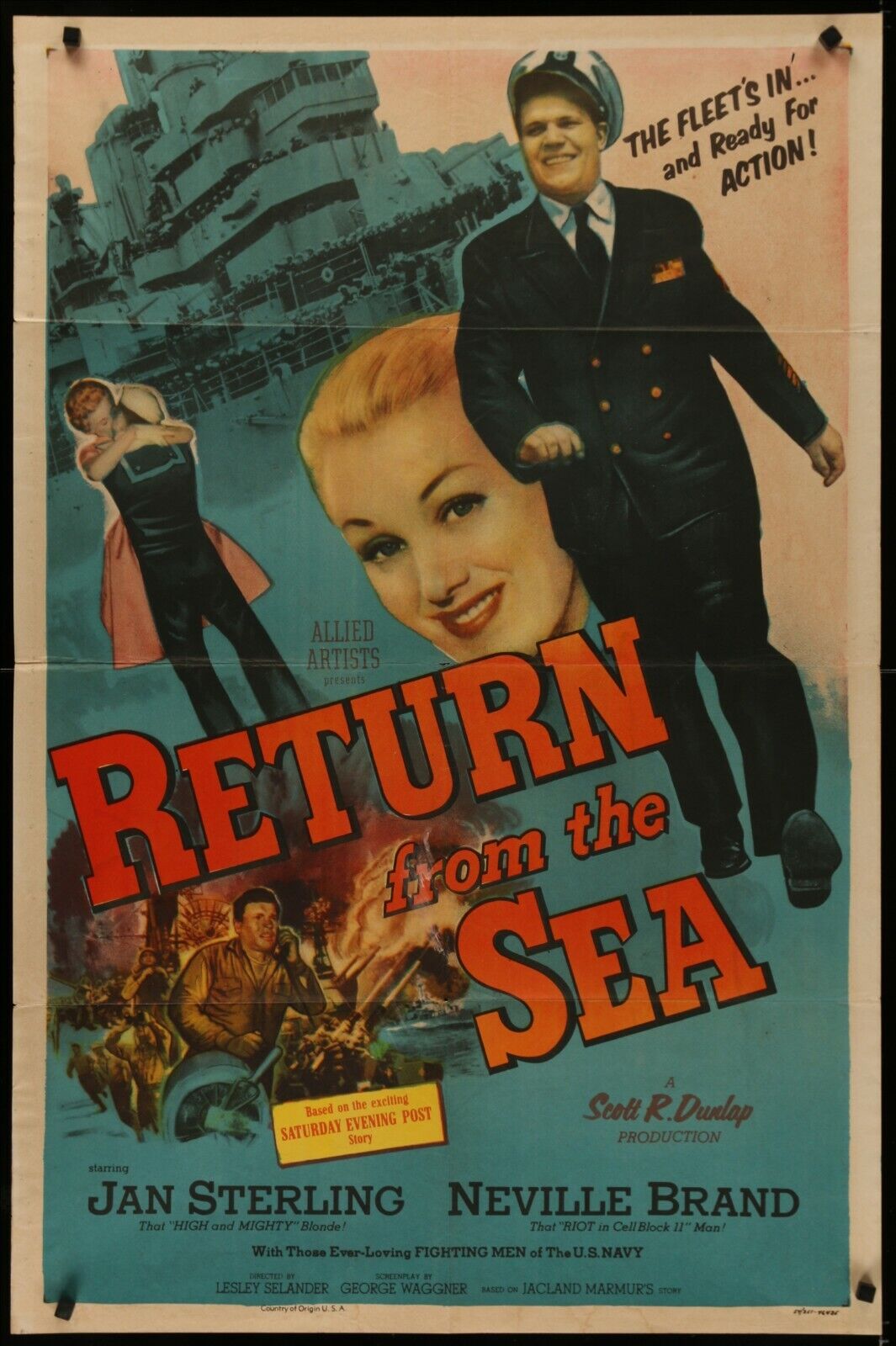 RETURN FROM THE SEA Jan Sterling ORIGINAL 1954 1-SHEET MOVIE POSTER 27 x 41 1A