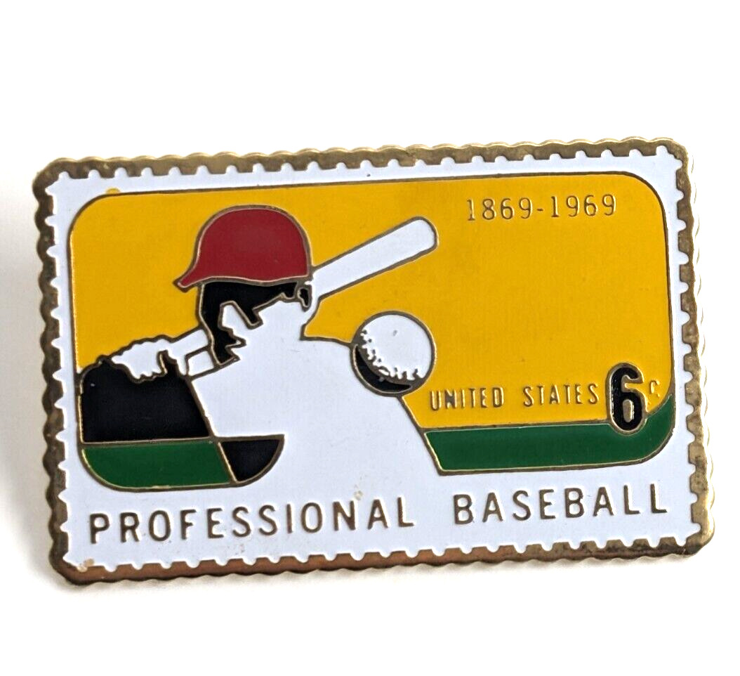 VTG Professional Baseball 1869-1969 100th Anniv USPS US 6C Postage Stamp Pin