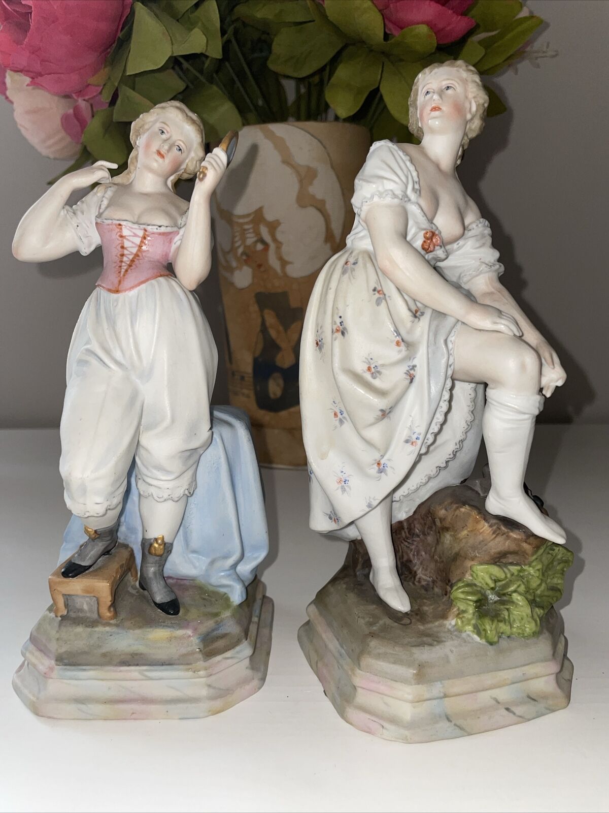 Antique Bisque Porcelain German Lady Woman Figurine Figure Burlesque Victorian