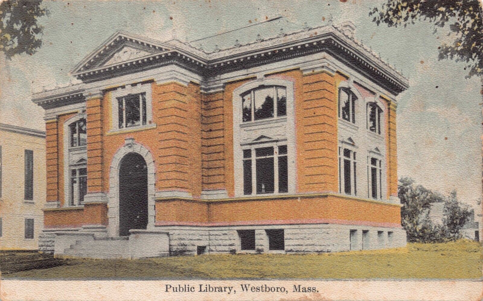 Westboro (Westborough) Mass Public Library Opened 1908 Vtg Postcard CP369