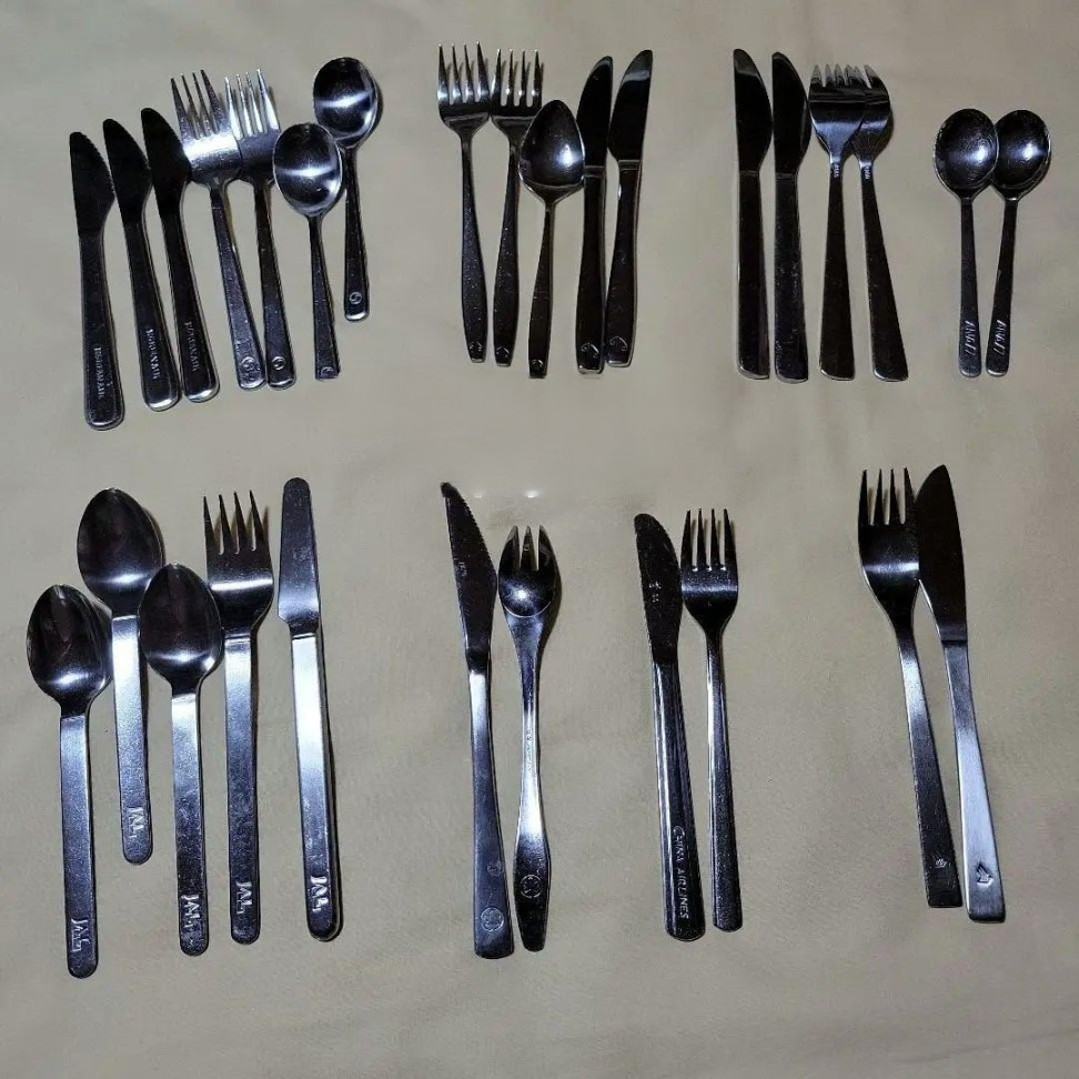 Various airline cutlery set of 29 Vintage JAL ANA Canadian United Korean CHina