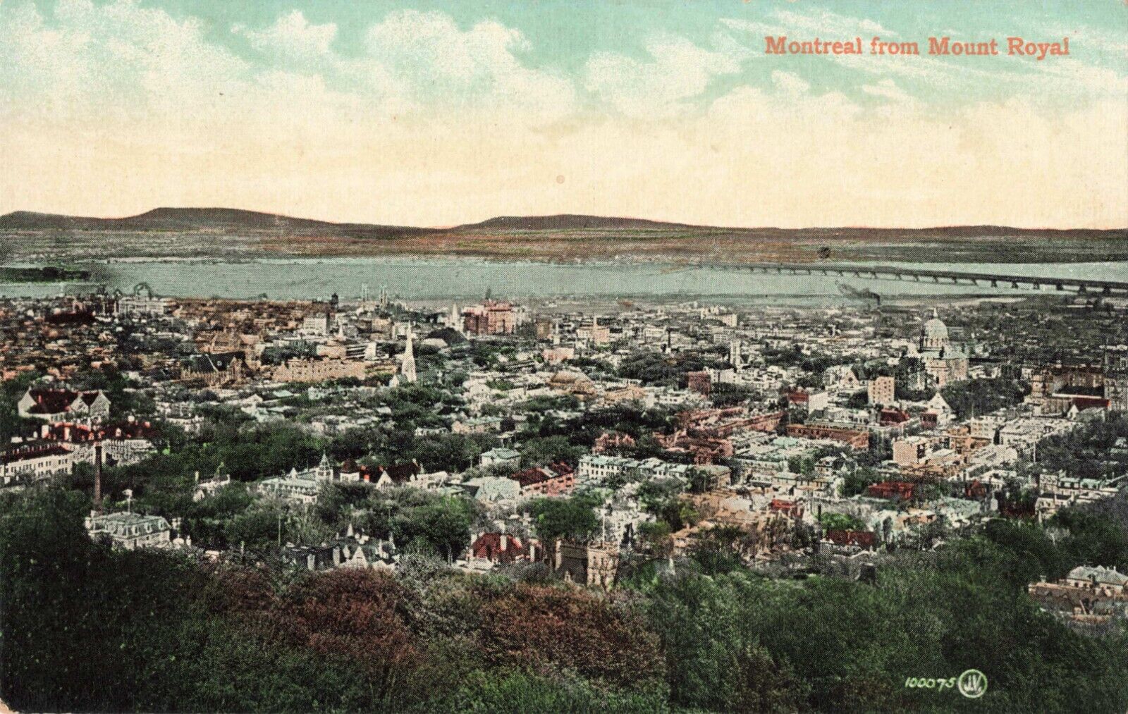 Montreal Canada, Aerial View from Mount Royal, Vintage Postcard