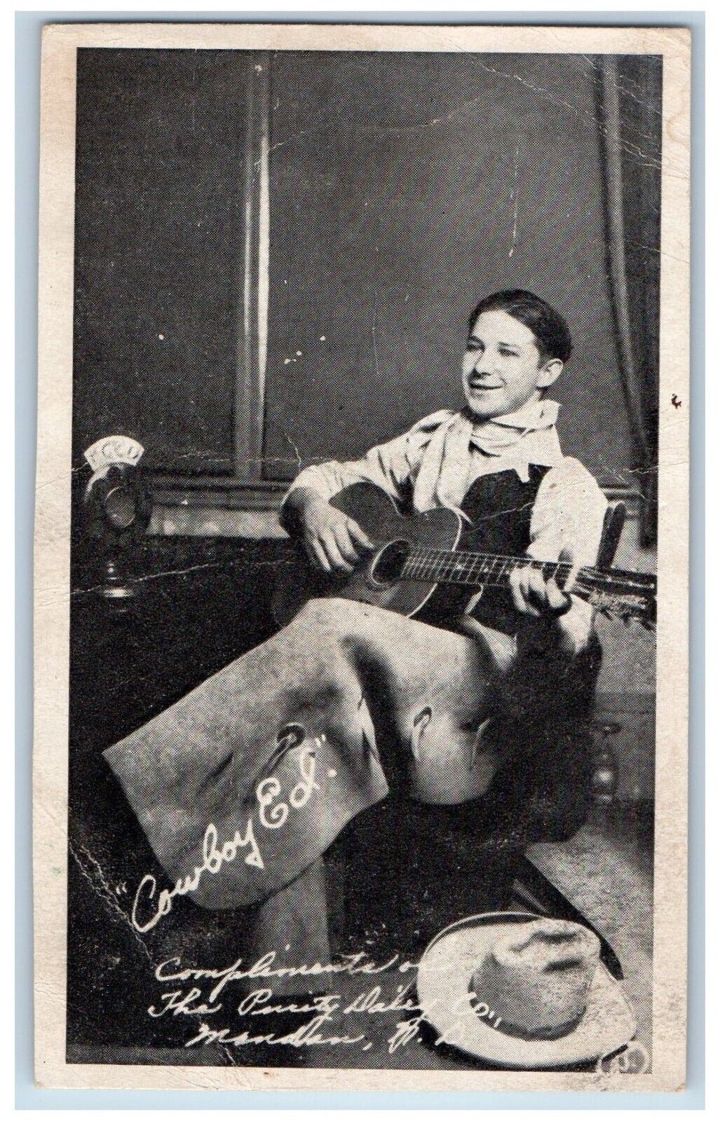 Mandan North Dakota ND Postcard Cowboy Ed Singer Country KGCU Radio c1905
