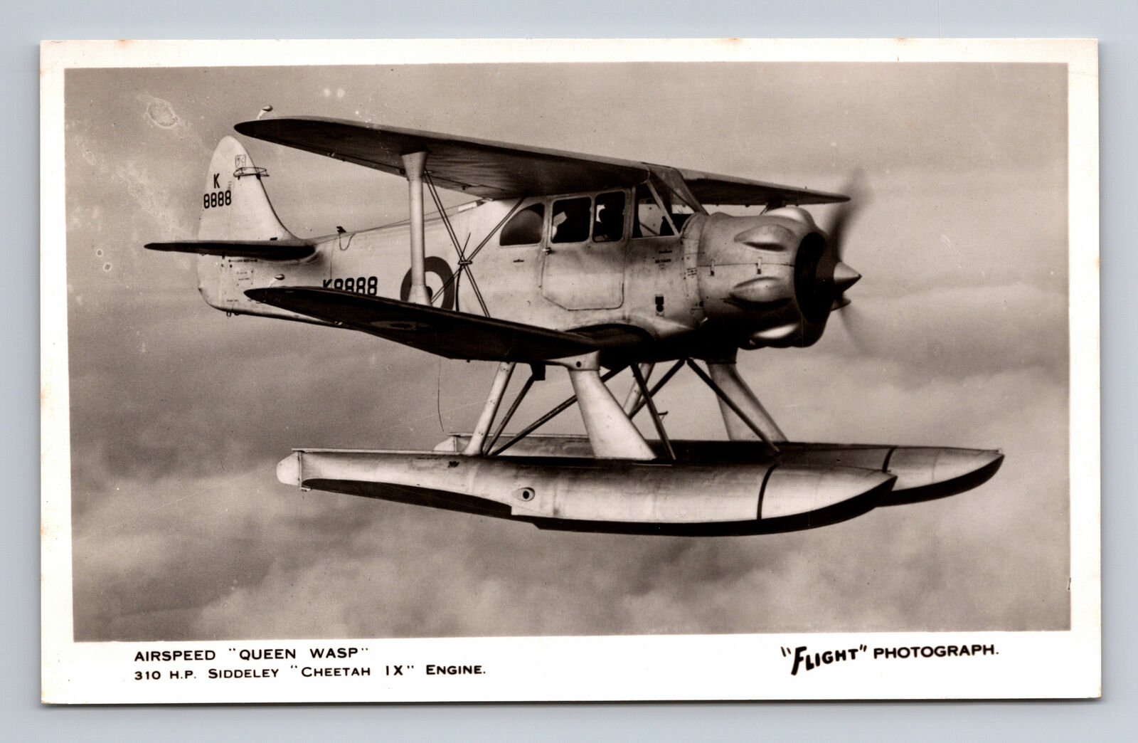 RPPC Airspeed Queen Wasp Pilotless Target Floatplane FLIGHT Photograph Postcard