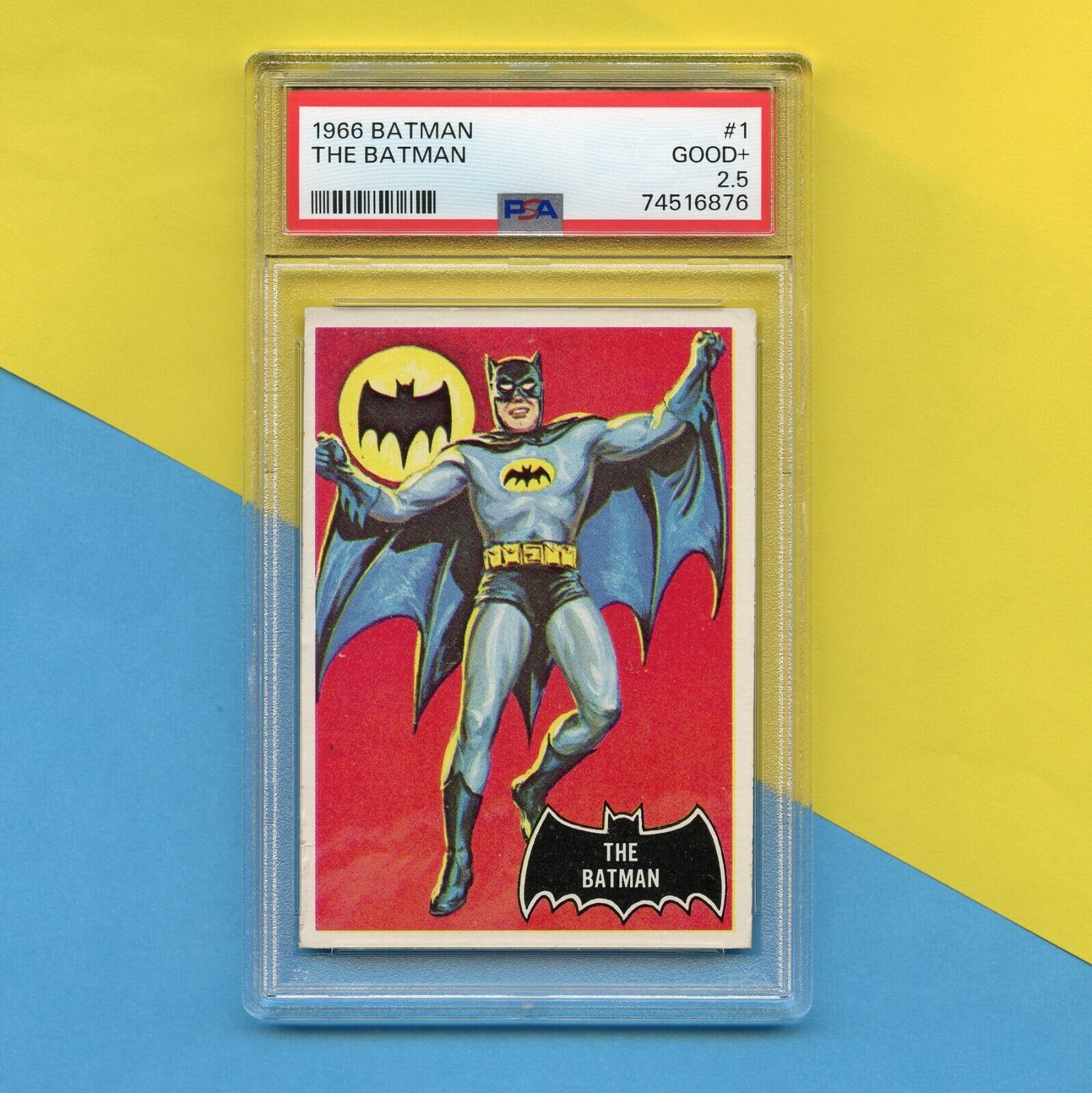 Original 1966 Topps Batman Black Bat Trading Card #1 PSA 2.5