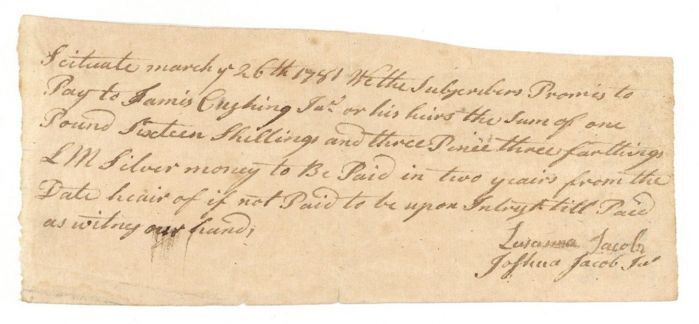 1781 Promissory Note - Early Documents - Early Stocks and Bonds