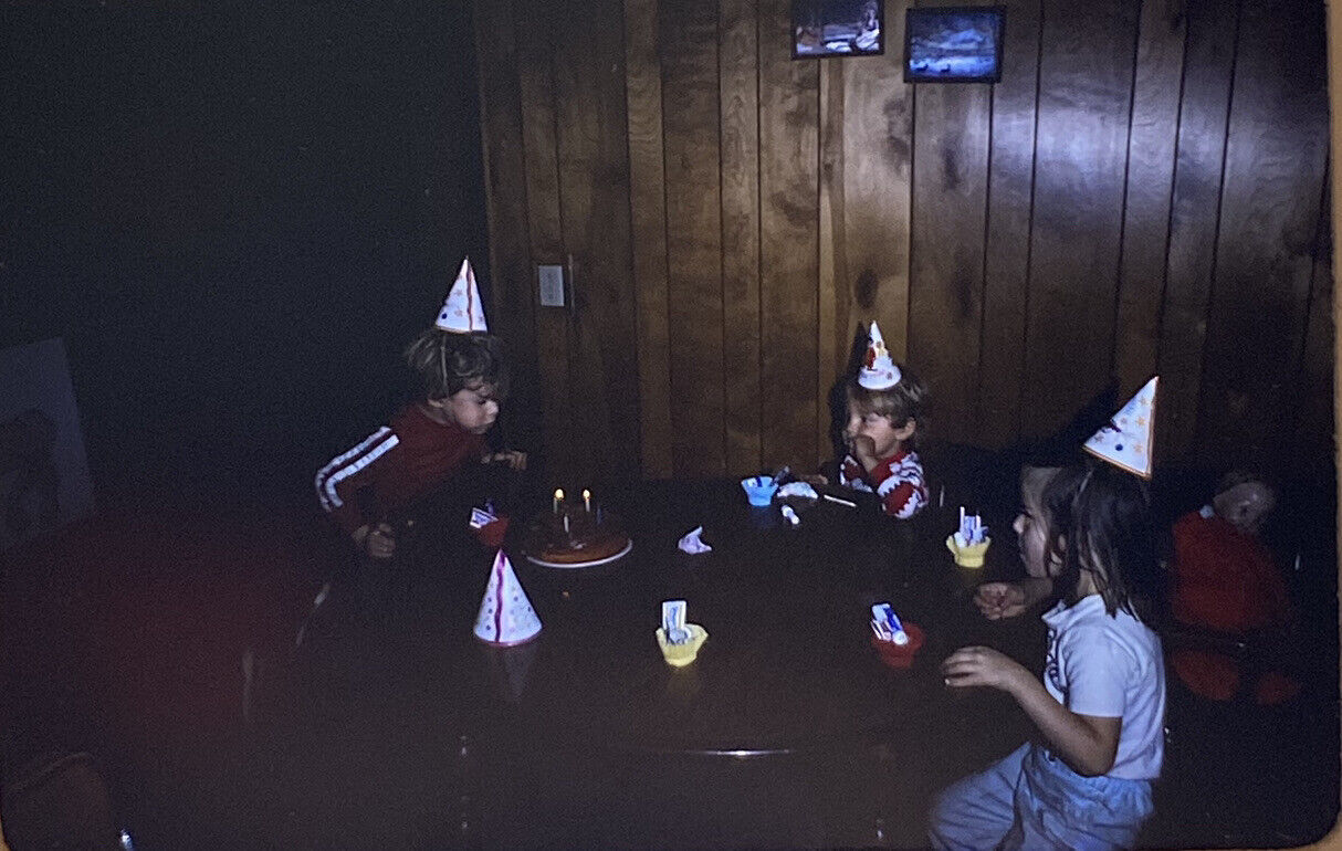 Vintage Photo Slide 1978 Kids Birthday Cake Party