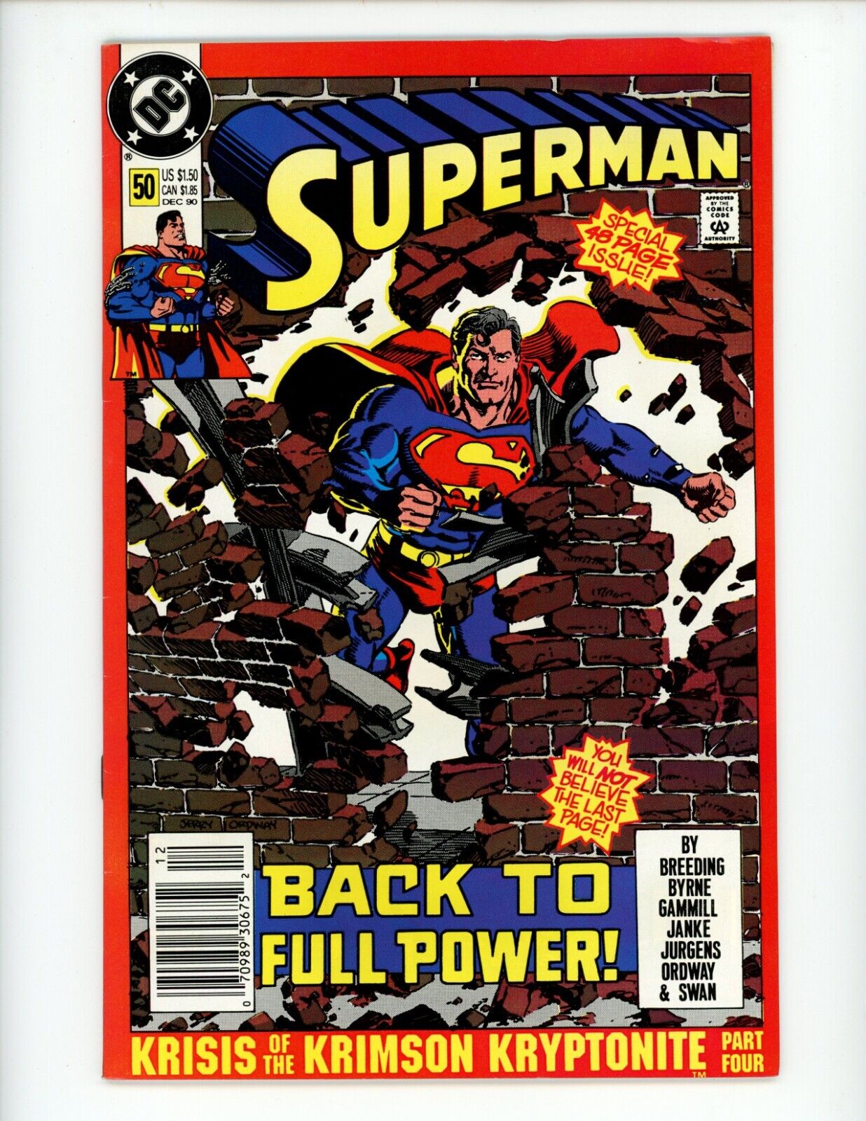 Superman #50 Comic Book 1990 VF- Jerry Ordway DC Comics 1st Print