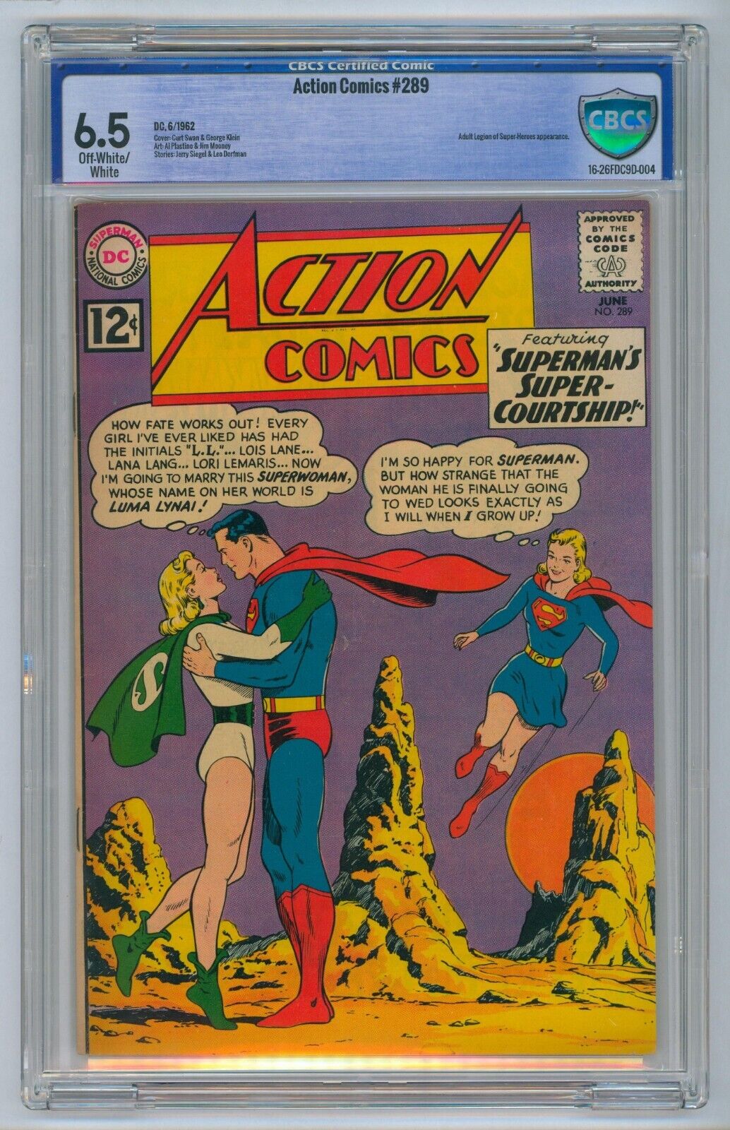 ACTION COMICS #289 4.0 CBCS 6.5 DC 1962 not CGC Supermans Super Courtship