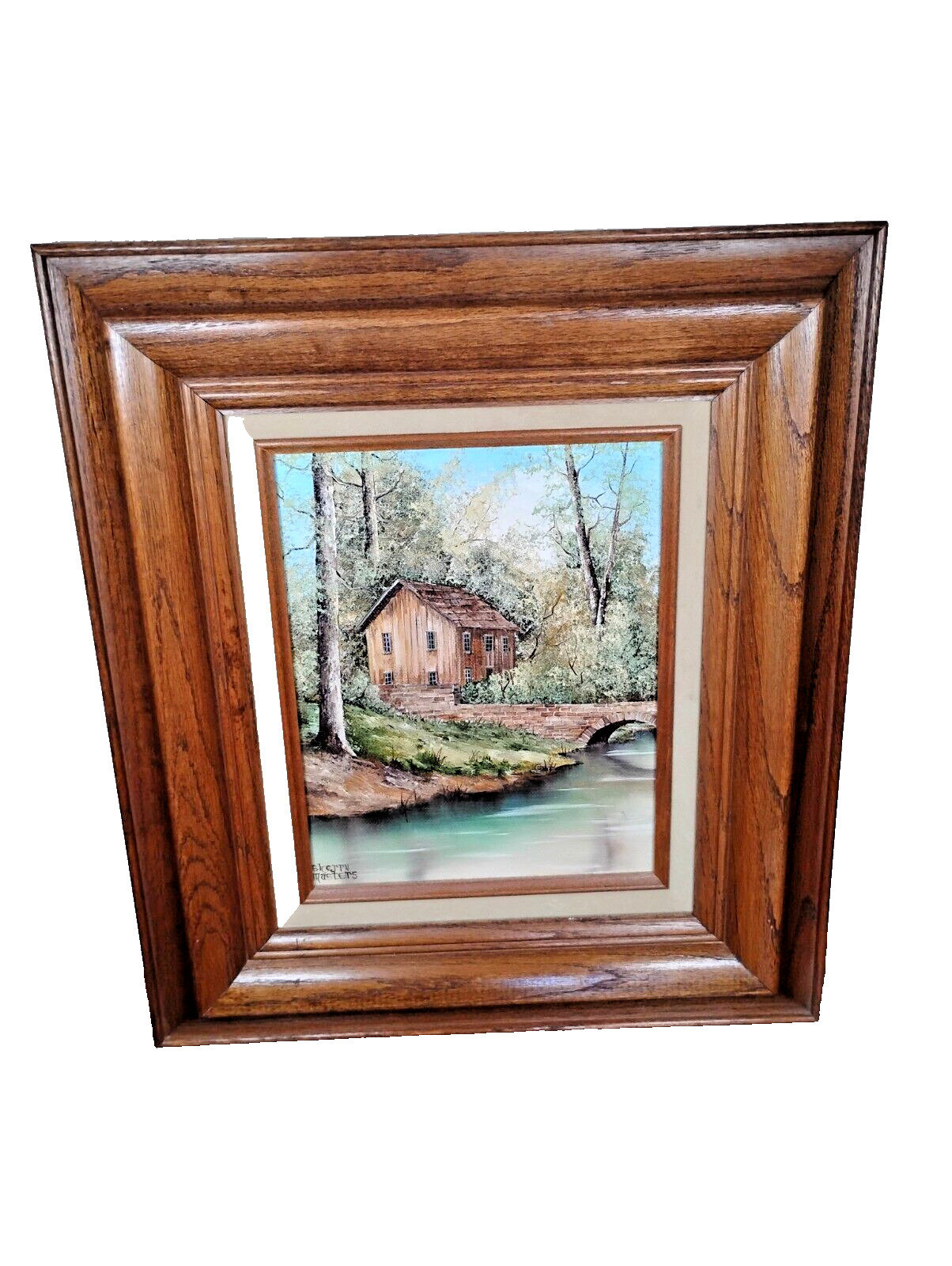 The Old Mill By Sherry Masters Oil On Canvas Art Solid Wood Frame 15x17 SIGNED
