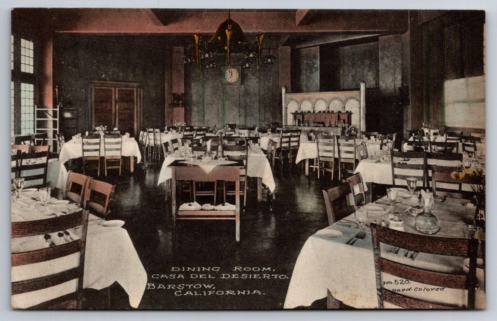 Dining Room Casa del Desierto Barstow California Fred Harvey 1914 Postcard
