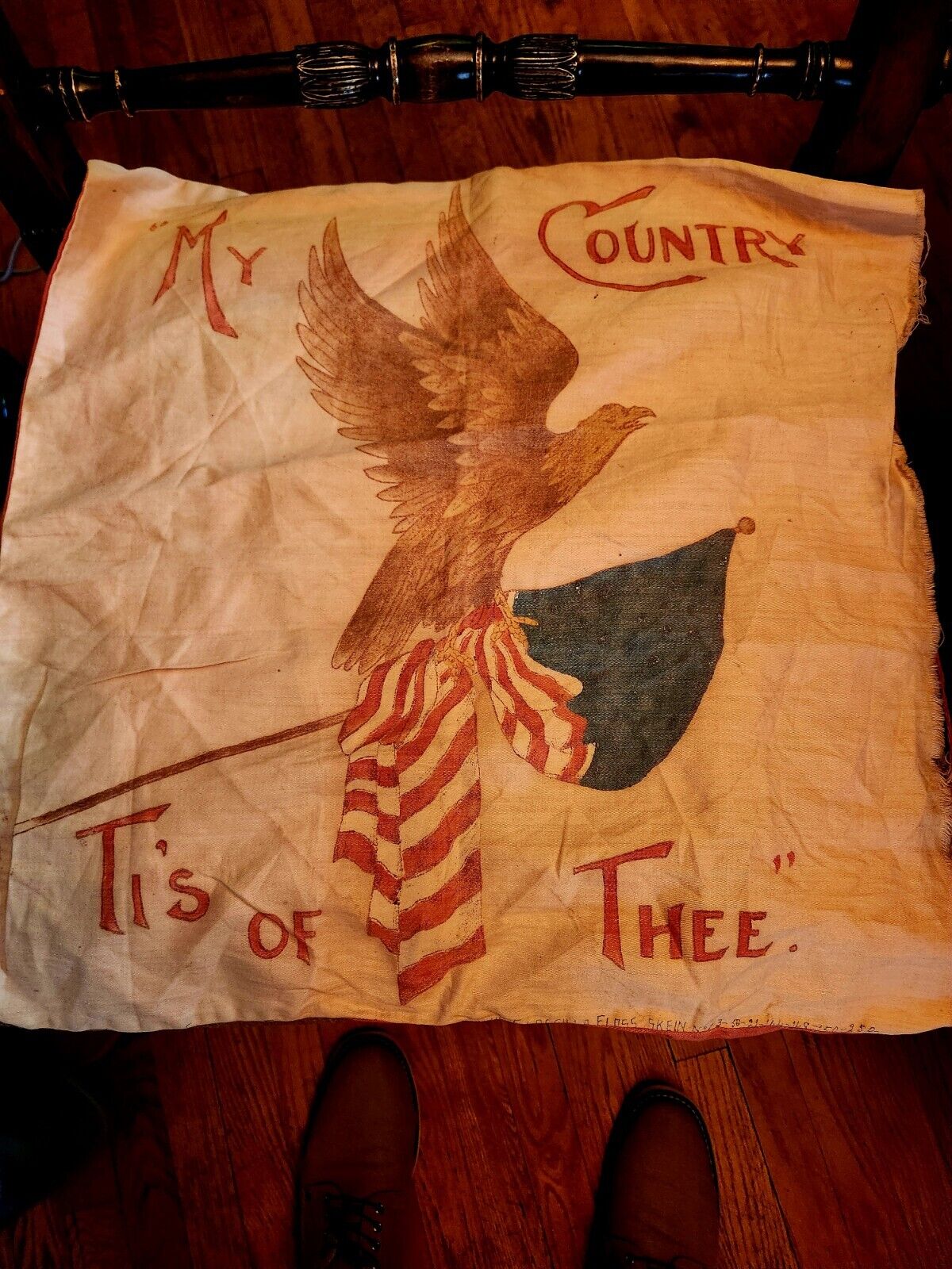 Antique Rare Handemade  Eagle And Flag Out Off Philadelphia, My Country Tis...