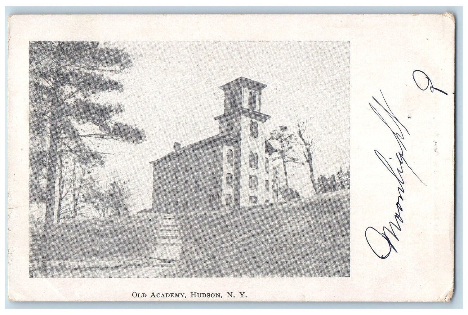 1908 Old Academy Exterior Building Hudson New York NY Vintage Antique Postcard