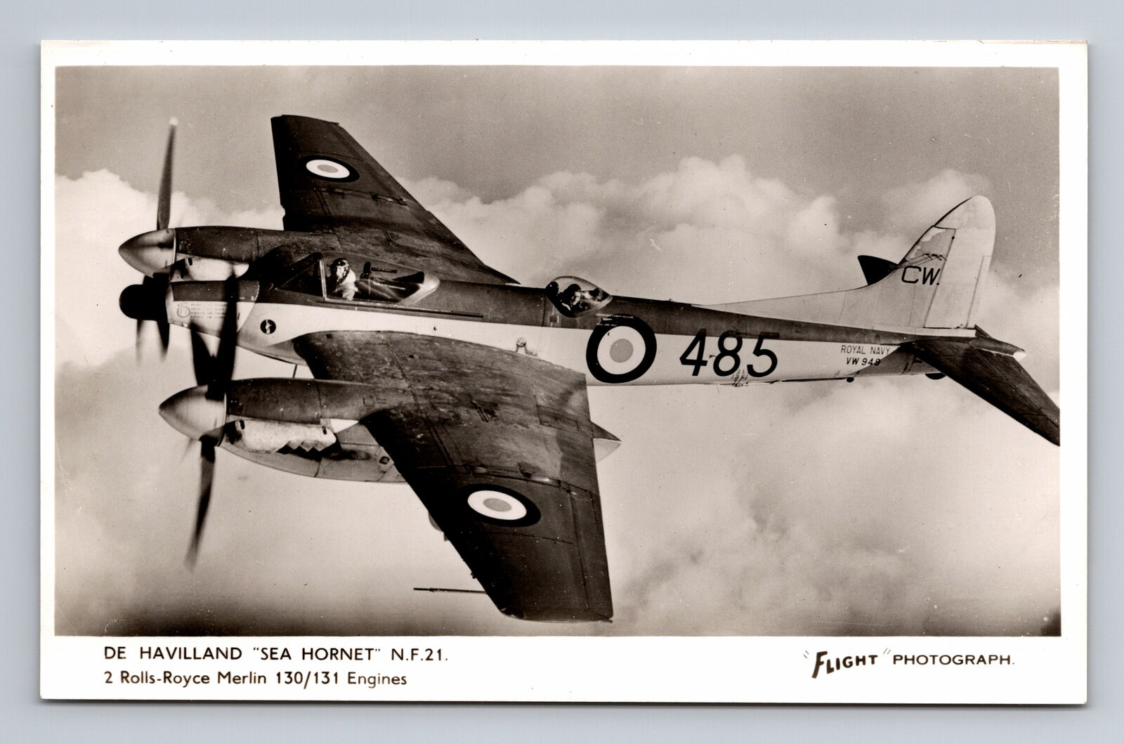 RPPC RAF D.H. 103 Sea Hornet Fighter Aircraft FLIGHT Photograph Postcard