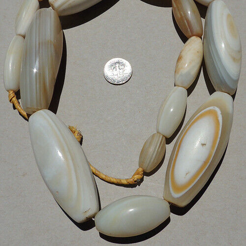 a 29.5 inch strand of enormous antique agate african stone beads mali #5052