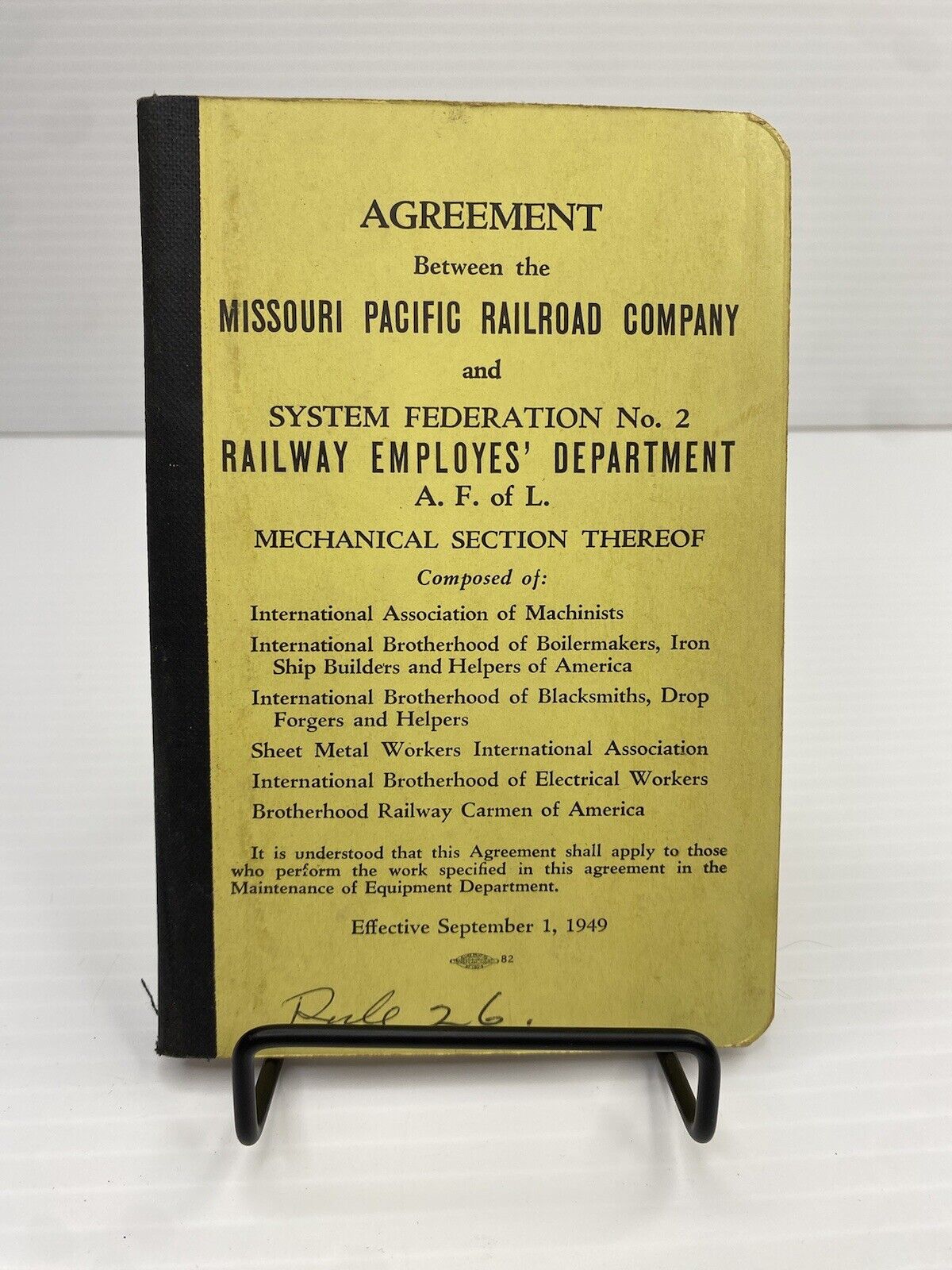 1949 Missouri Pacific Railroad Company RR Railway System Federation No 2 Employe