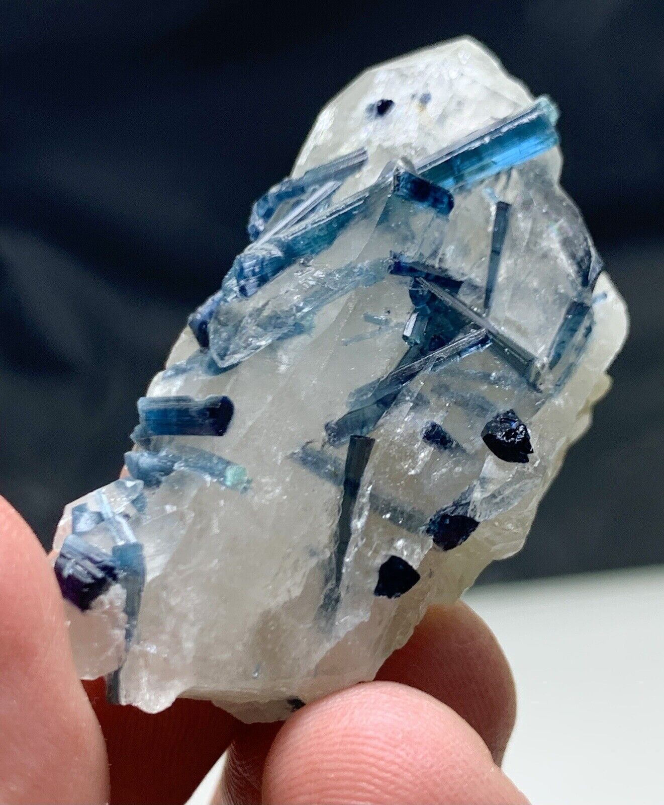 155 Carats Very Nice Dark Blue tourmaline Crystals  Bunch Specimen@ Afghanistan