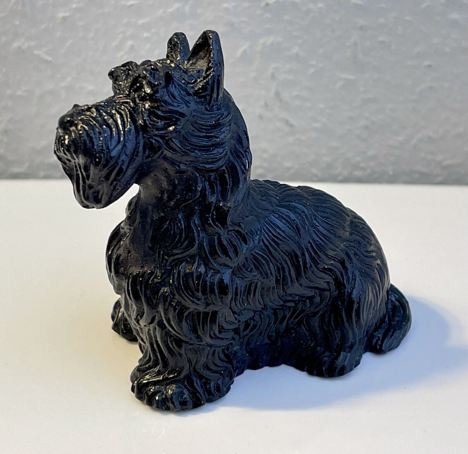 Daum Black Pate-De-Verre Art Glass Yorkshire Puppy Dog Figurine Paperweight
