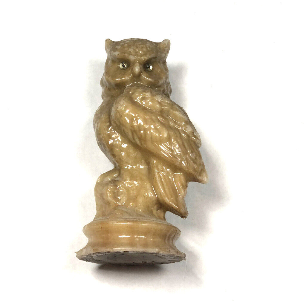 Vintage Wax Owl Figurine Rare Find Figural Candle Sculpted Bird Gothic Heavy