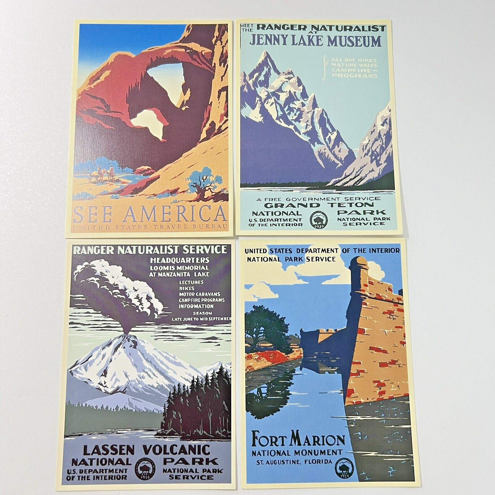 Vintage Postcards 4 Ranger Lost Art WPA Federal 1939 National Park Posters