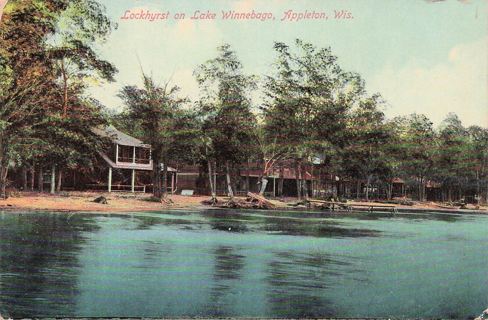 Appleton WI Wisconsin Lockhurst Hotel Lake Winnebago Aloha Beach Postcard E28