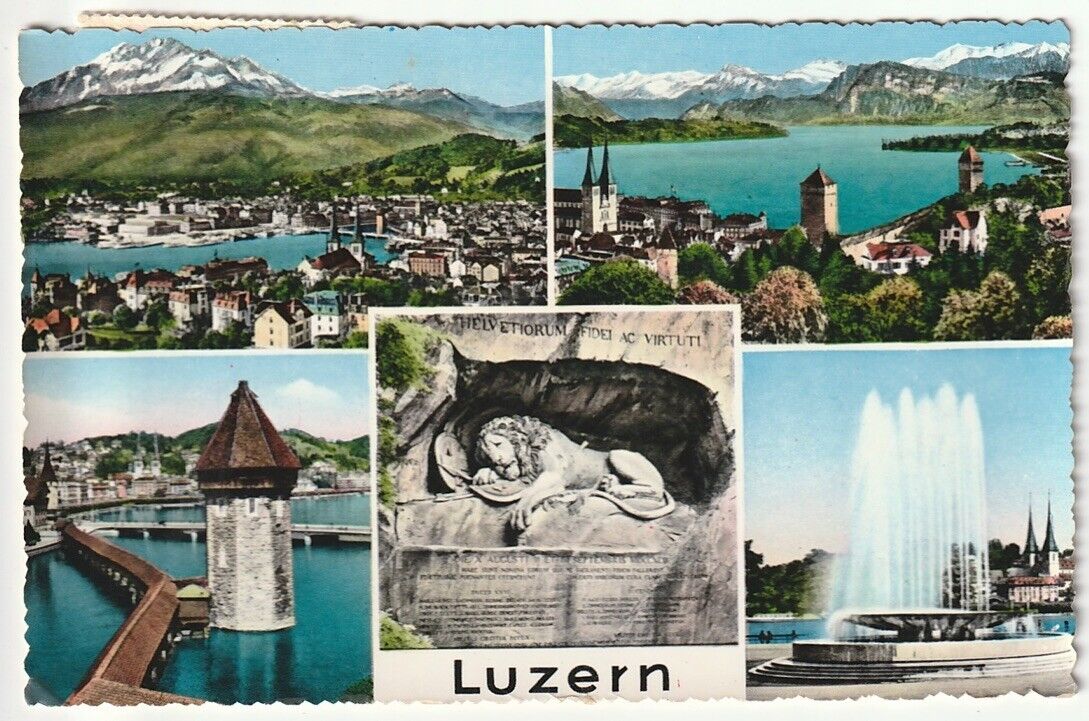 1957 Luzern, Switzerland PC multiview famous landmarks