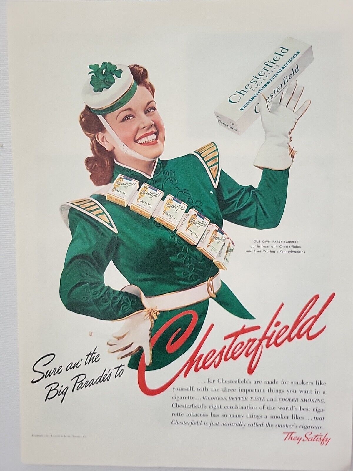 1941 Chesterfield Cigarettes Irish St. Patrick\'s Print Advertising LIFE 14 x 10\
