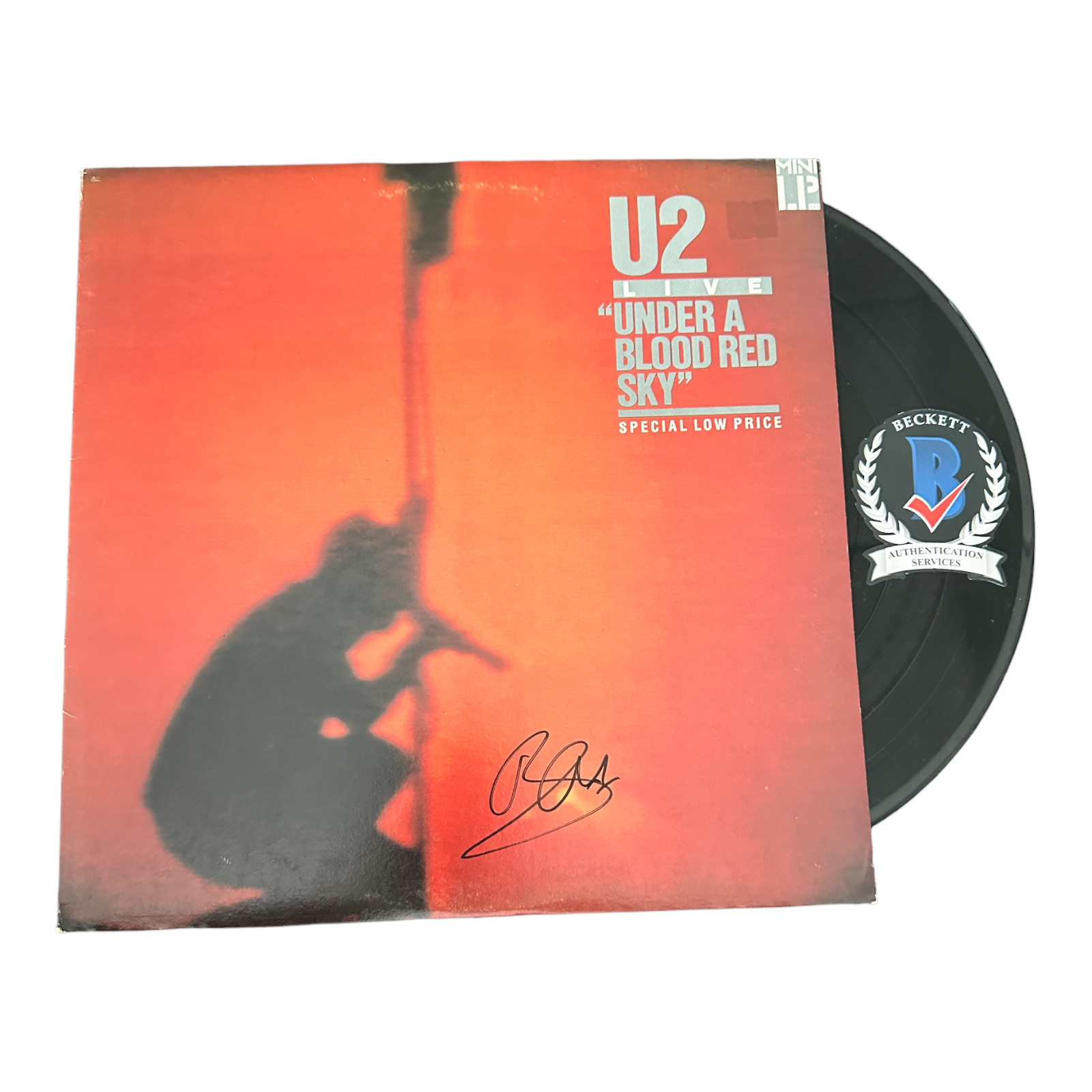 BONO SIGNED AUTOGRAPH U2 'UNDER A BLOOD RED SKY' LP VINYL BAS BECKETT